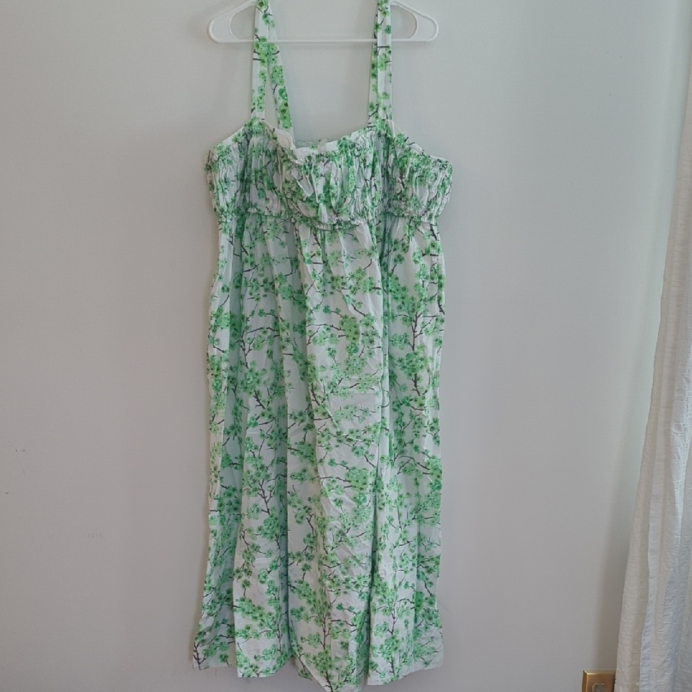 J Crew Women's Size 20 Green Cherry Blossom Maxi Dress
